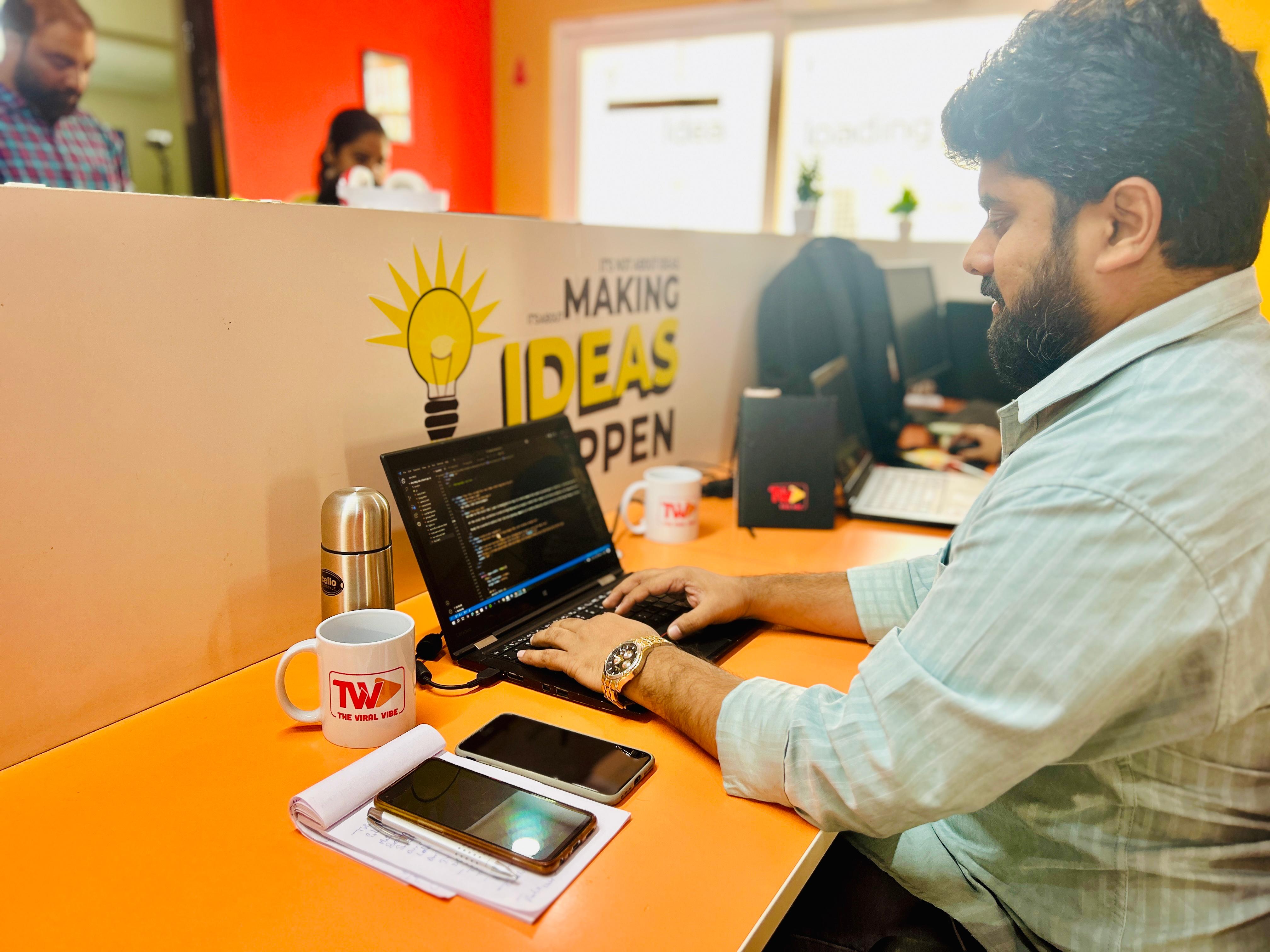 Group of people having a discussion in a modern office